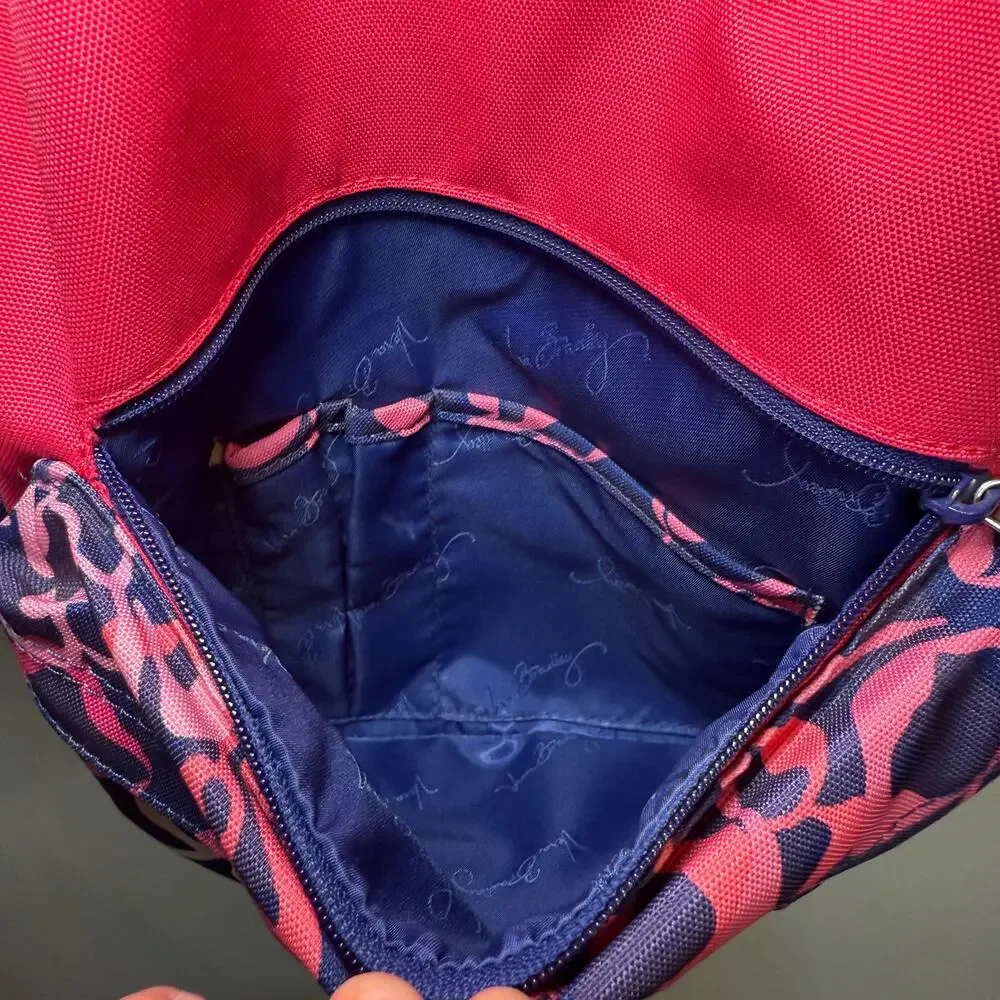 Vera Bradley Lighten Up Floral Flowers Backpack Book Bag Pink Navy Blue